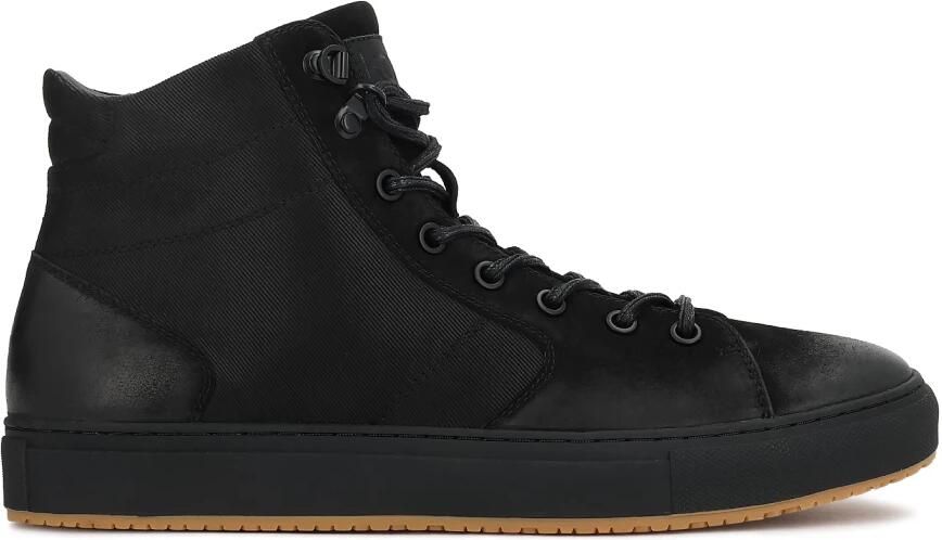 Kazar Zwarte sneakers met hoge nubuck en stoffen bovenkant