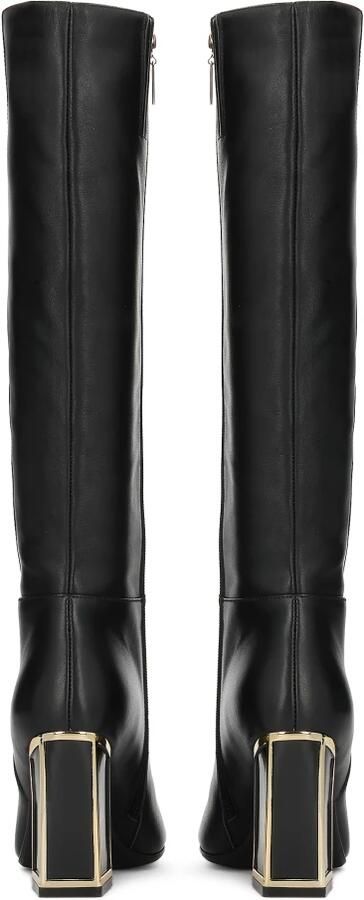 Kazar Zwarte stiletto laarzen met gouden inzetstukken