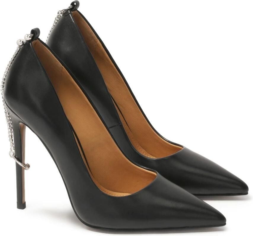 Kazar Zwarte stiletto's met een ketting vastgemaakt aan de hak.Dit product valt klein uit. - Foto 2