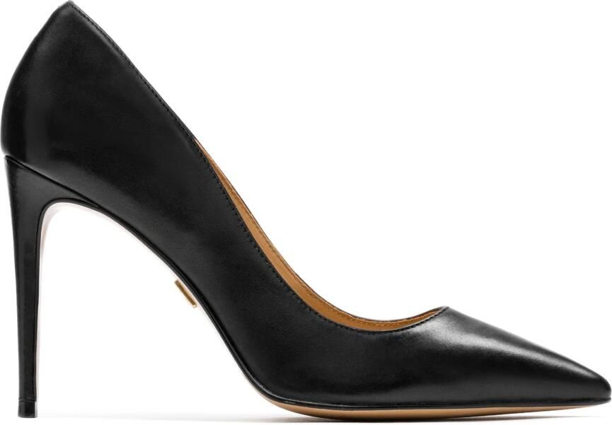Kazar Zwarte stiletto's van graanleer.Dit product valt groot uit.