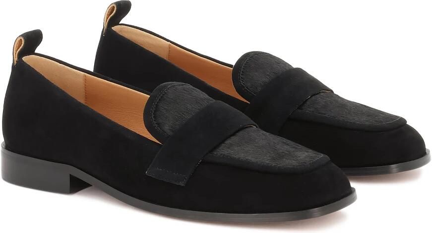 Kazar Zwarte suède en leren loafers met borstels