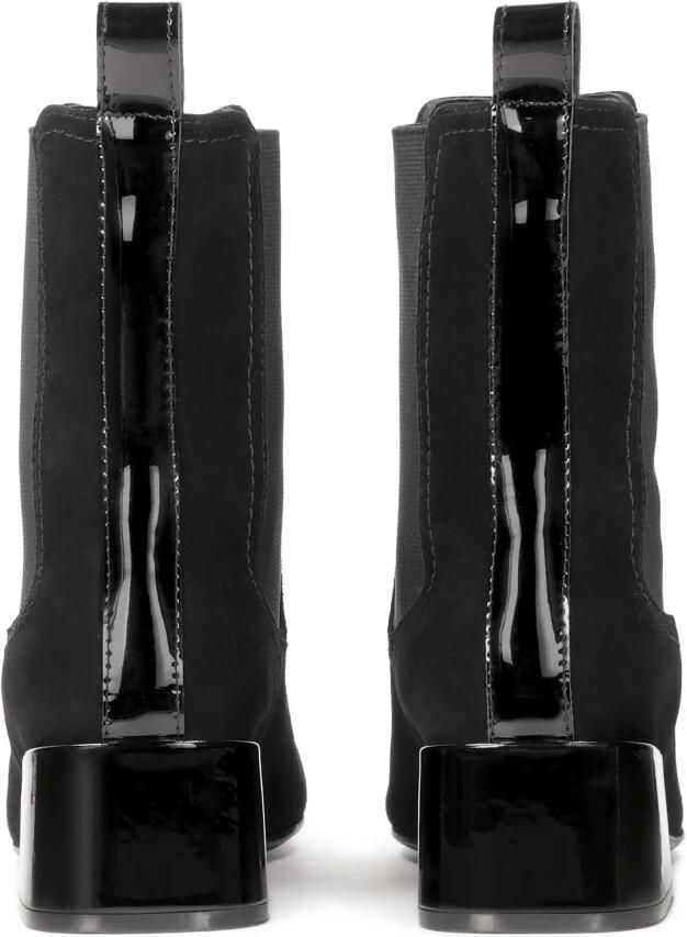 Kazar Zwarte suède laarzen met elastisch bovendeel en lage hak