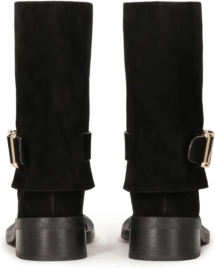 Kazar Zwarte suède laarzen van het officiersmodel