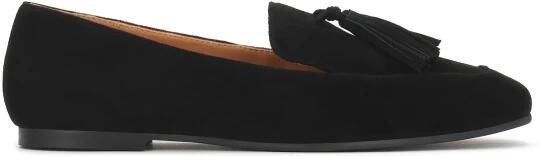 Kazar Zwarte suède loafers met dubbele sierbandjes