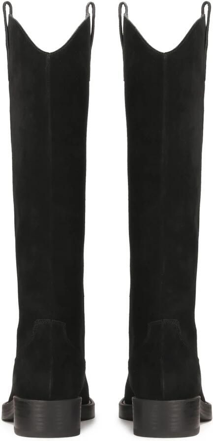 Kazar Zwarte suède platte zool laarzen