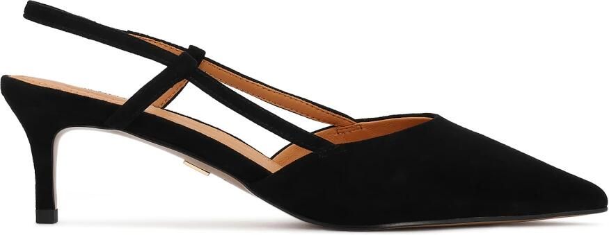 Kazar Zwarte suède pumps met open hiel