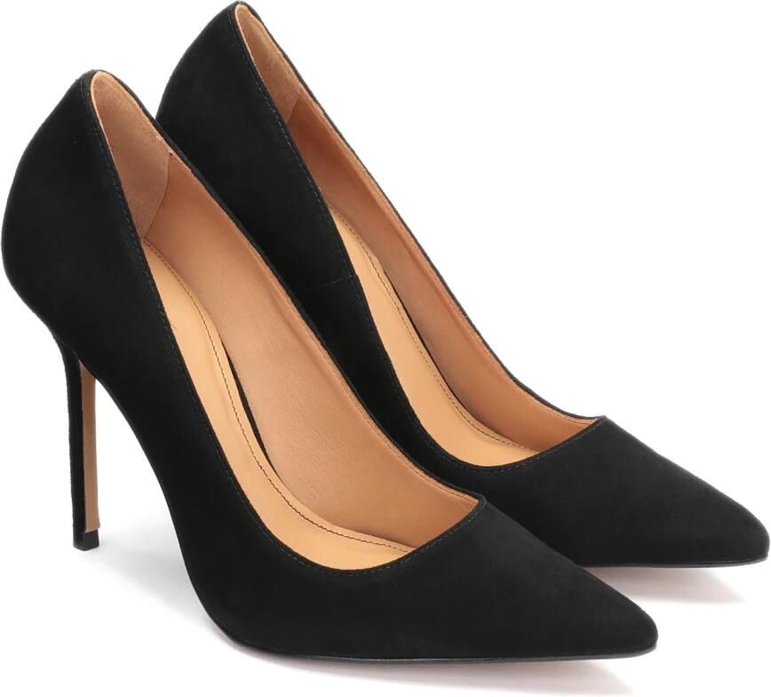 Kazar Suède zwarte pumps op een slanke hak