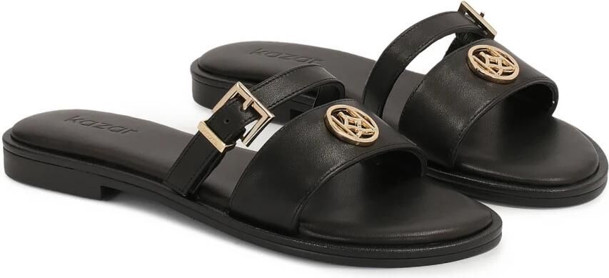 Kazar Zwarte teenslippers met twee bandjes