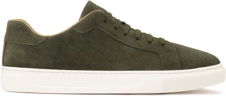 Kazar Khaki suède sneakers op een witte zool