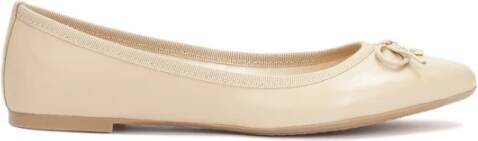 Kazar Leren ballerina's met strik en label Beige Dames