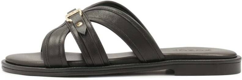 Kazar Leren slippers op platte zool met monogram