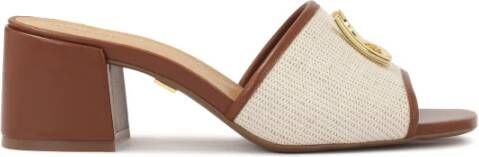 Kazar Leren teenslippers met canvas band