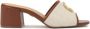 Kazar Leren teenslippers met canvas band - Thumbnail 1