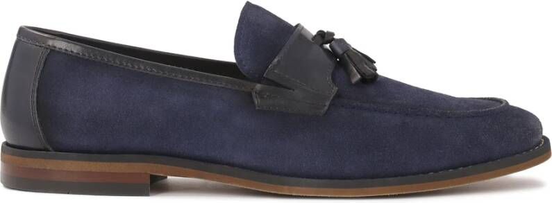 Kazar Marineblauwe suède en gladleren loafers