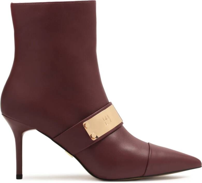 Kazar Maroon Leren Laarzen met Metalen Decoratie