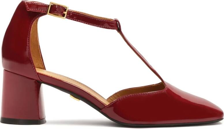 Kazar Maroon pumps met halfopen gelakte bovenkant