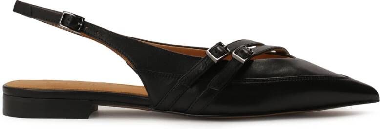 Kazar Platte slingback pumps van zwart leer