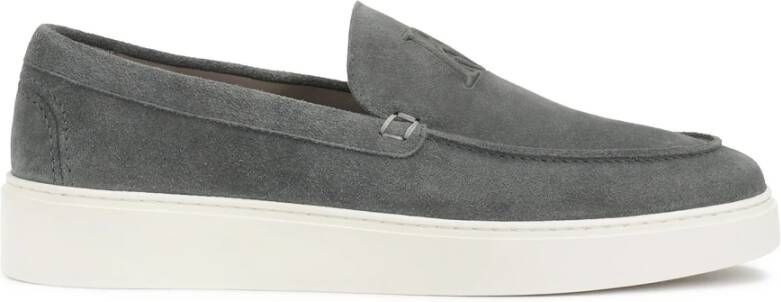 Kazar Studio Grijze suède schoenen met instapper bovenwerk met logo's