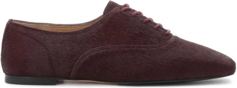 Kazar Studio Half leren schoenen met natuurlijk haar in kastanjebruine kleur
