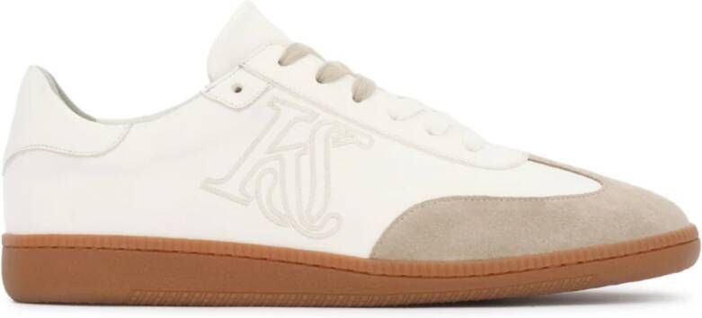 Kazar Studio Heren sneakers van wit leer en beige suède