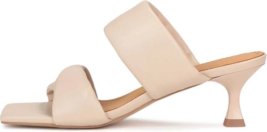 Kazar Studio Beige muiltjes op een hak met een vierkante teen - Foto 2