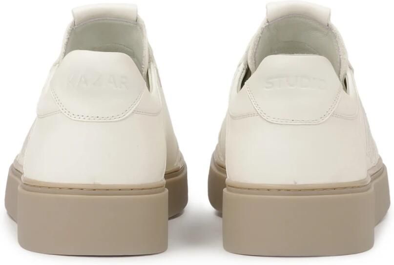 Kazar Studio Leren sneakers in gebroken wit met geborduurd logo - Foto 2