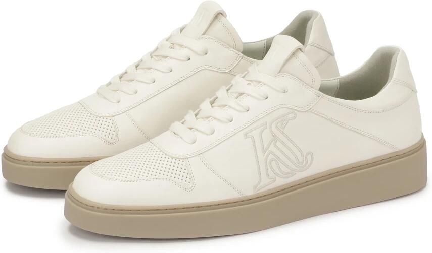 Kazar Studio Leren sneakers in gebroken wit met geborduurd logo - Foto 3