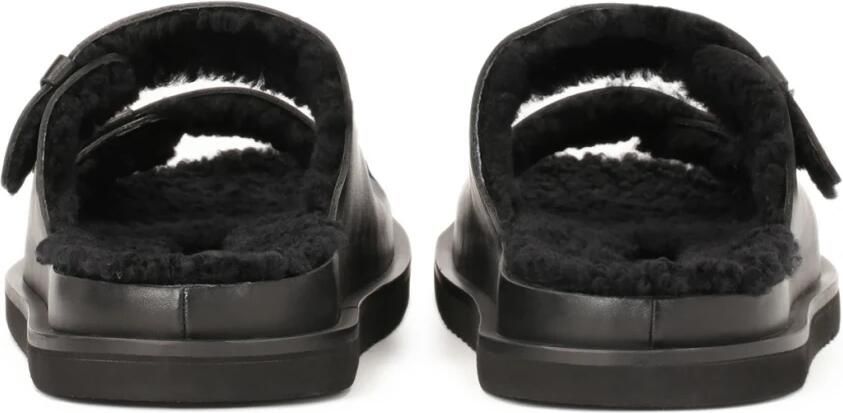 Kazar Studio Leren teenslippers met zachte wol nepbont - Foto 4