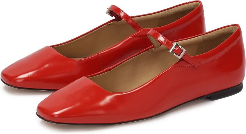 Kazar Studio Rode ballerina's met Mary Jane-stijl bandje