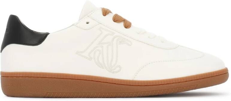 Kazar Studio Witte leren sneakers met zwarte hielkap