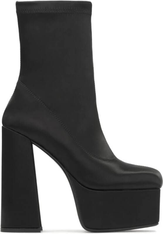 Kazar Studio Zwarte enkellaarsjes voor dames met een stijlvol platform en een brede hak Black