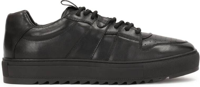 Kazar Studio Zwarte leren sneakers voor mannen op een dikke zool Black Heren