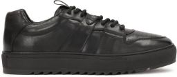 Kazar Studio Zwarte leren sneakers voor mannen op een dikke zool Black Heren