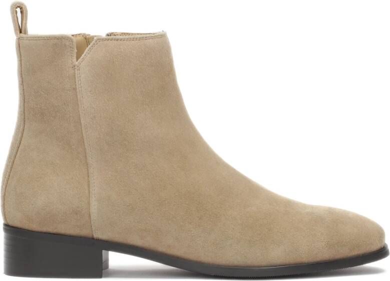Kazar Suède platte laarzen met lage hak Beige Dames