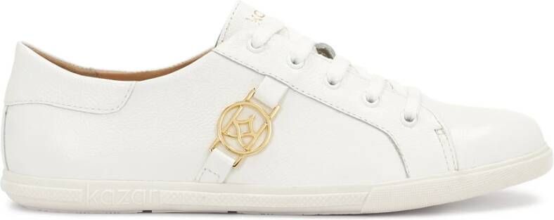Kazar White leather sneakers decorated with a monogram