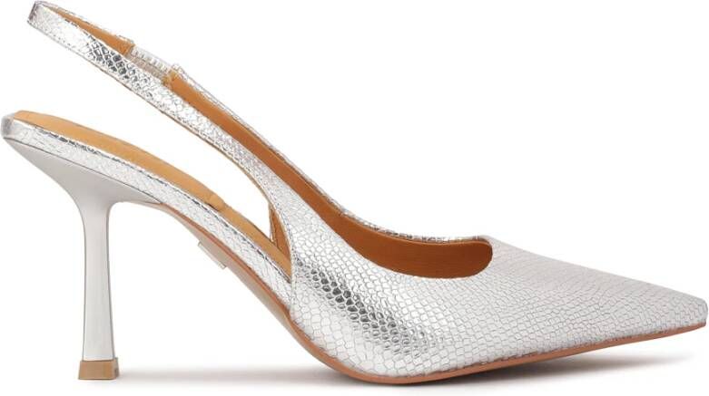 Kazar Zilveren reliëflederen slingback pumps
