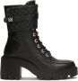 Kazar Zwarte blokteenlaarzen met monogramklep Black Dames - Thumbnail 2