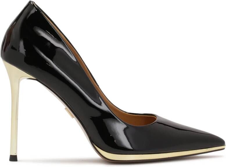 Kazar Zwarte gelakte pumps met gouden hak