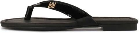 Kazar Zwarte Gelakte Slippers