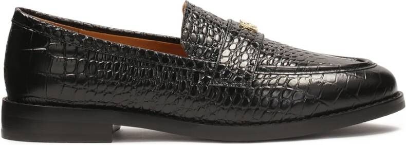 Kazar Zwarte klassieke reliëflederen loafers
