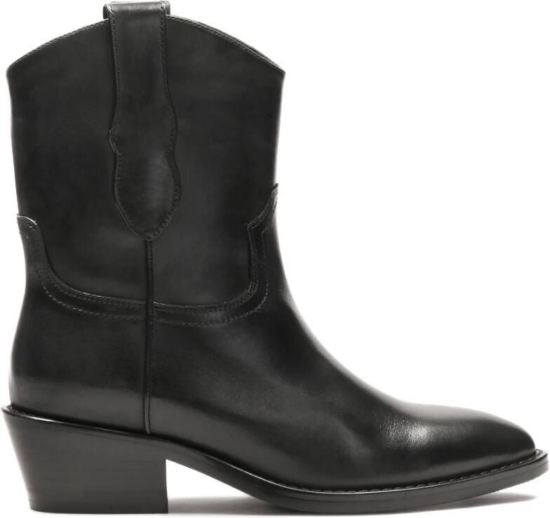 Kazar Zwarte leren cow laarzen met instapper bovenkant - Foto 2