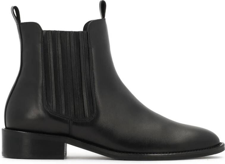 Kazar Zwarte leren laarzen met elastische inzetstukken en lussen - Foto 2