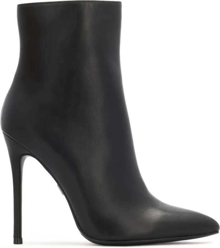 Kazar Zwarte leren laarzen op een slanke stilettohak