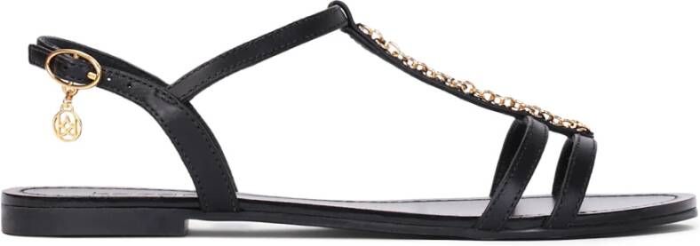 Kazar Zwarte sandalen met platte zool voor dames