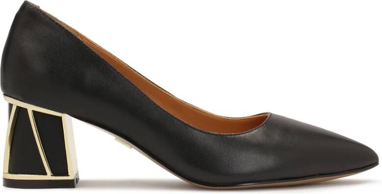 Kazar Zwarte leren pumps met gouden details op de hak