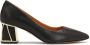 Kazar Zwarte leren pumps met gouden details op de hak - Thumbnail 1
