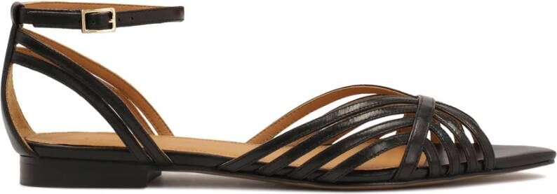 Kazar Zwarte leren sandalen met een fijne bovenkant