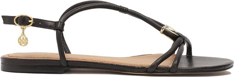 Kazar Zwarte leren sandalen met sieradenversiering