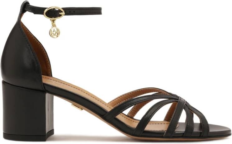 Kazar Zwarte leren sandalen met volledige hak