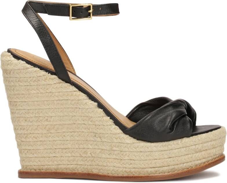 Kazar Zwarte leren sandalen op een platform